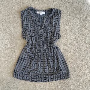 Vintage style black & white smocked peasant top - boho fairycore blouse - size S